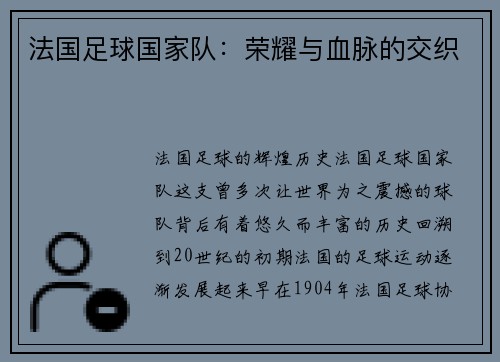 法国足球国家队：荣耀与血脉的交织